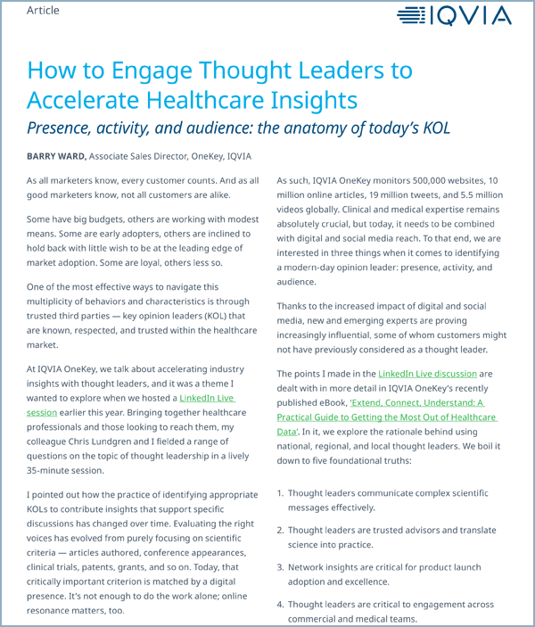 How to Engage Thought Leaders to Accelerate Healthcare Insights